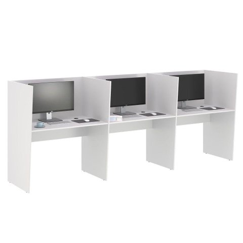Mesa Call Center 3 Lugares Mesa de Trabalho - Branco