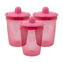 Ver imagem 1 de Kit com 3 Copos de Transição Clingo Rosa - Bico Rígido, Anti-vazamento