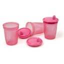 Ver imagem 2 de Kit com 3 Copos de Transição Clingo Rosa - Bico Rígido, Anti-vazamento