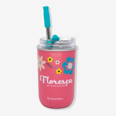 Copo Neo com Canudo Amigas Floral – Zonacriativa Zona Criativa