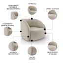 Ver imagem 3 de Poltrona para Sala Orgânica 90cm Zion M22 Veludo Bege - Mpozenato