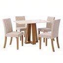 Ver imagem 3 de Conjunto Sala de Jantar Mesa Lisa 120cm com Tampo MDF e Vidro Redonda 4 Cadeiras Lily