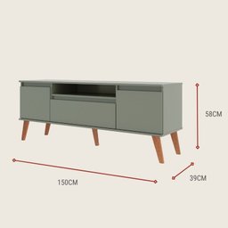 Rack para Tv 150cm Retro Mdf Verde Dallas - On Móveis - 3