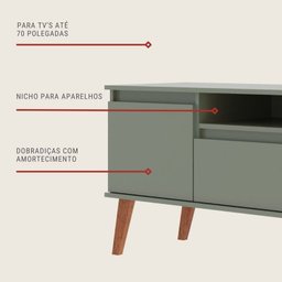 Rack para Tv 150cm Retro Mdf Verde Dallas - On Móveis - 4