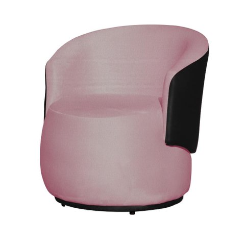 Poltrona Organica Recepção para Sala Aisha Corano Preto e Suede Rosa Barbie - Incasa Decor