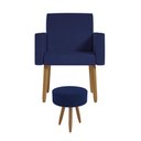 Ver imagem 2 de Poltrona Decorativa Cadeira Consultorio com Puff - Balaqui Cor:azul Marinho