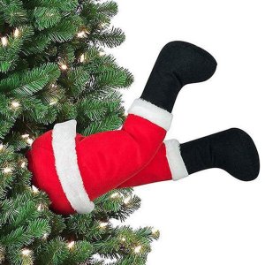 Pernas de Papai Noel Natal Arvore Natalina com Movimento Flexivel Decoraçao Festa Fim de Ano Confrat