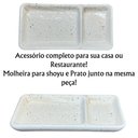 Ver imagem 3 de Kit 4 Pessoas Oriental com Prato Divisória para Shoyu Porcelana Creme Comida Japonesa Jogo Mesa