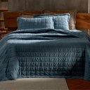Ver imagem 3 de Kit Colcha Casal Cotellê Azul Indigo 3 Peças com Porta Travesseiro Appel