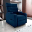 Ver imagem 6 de Poltrona Reclinável do Papaicom Porta Copos Porta Controle Toro Veludo Azul Matrix