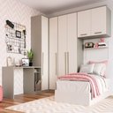 Ver imagem 1 de Quarto Completo Solteiro com Escrivaninha 6 Portas 2 Gavetas Modulado Elegance - Móveis Castro