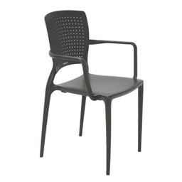 Cadeira Plastica Monobloco com Bracos Safira Marron - 2