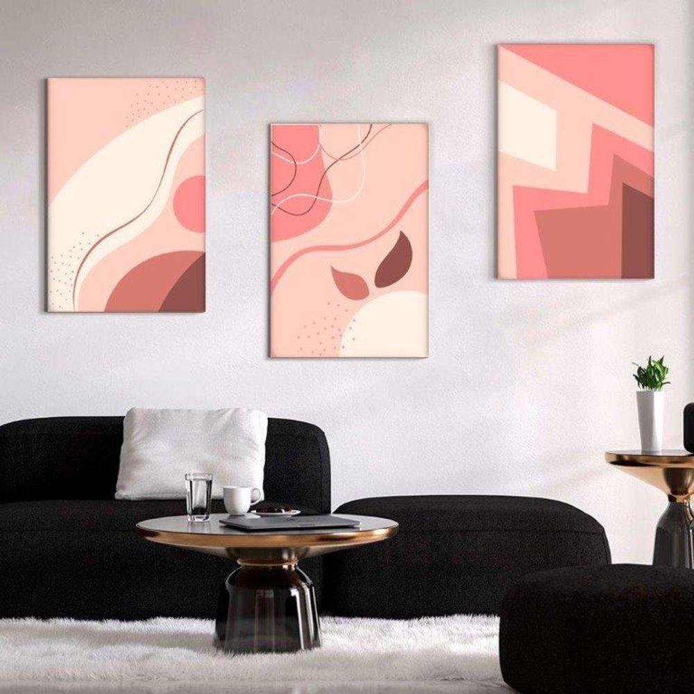 Kit com 3 Quadros Arte Abstrata em Lona Tamanho:60x90cm - 1