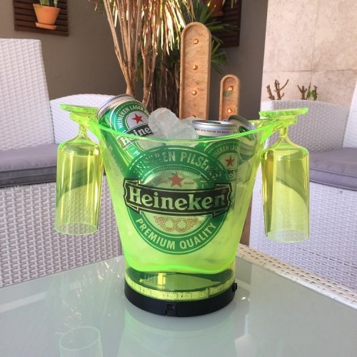 Balde de Gelo 2 taças Led Heineken Beer 4,5L - 3