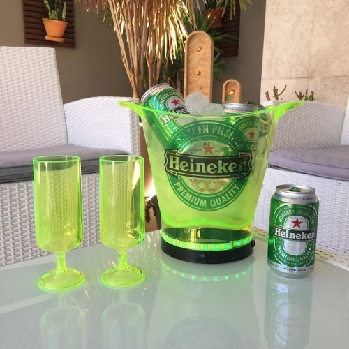 Balde de Gelo 2 taças Led Heineken Beer 4,5L - 4