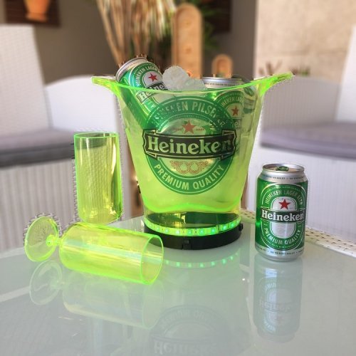 Balde de Gelo 2 taças Led Heineken Beer 4,5L - 2