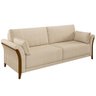 Kit Sofá 02 Lugares Sala Estar 162cm com 02 Poltronas Stefan Pés Madeira M03 Linho Bege - Lyam - 5