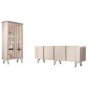 Ver imagem 1 de Sala de Jantar com Cristaleira Évora e Balcão Buffet Saluti Off White - Hb Móveis