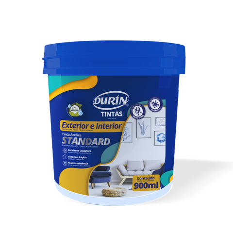 Tinta Acrílica Standard Fosco 900ml Cor Branco Gelo Antimofo Baixo Odor Durín