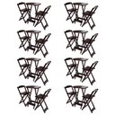 Ver imagem 1 de Kit 8 Jogos de Mesa Bistrô de Madeira com 2 Cadeiras Dobrável Ideal para Bar e Restaurante Tabaco