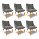 Ver imagem 1 de Kit 6 Cadeiras Decorativas Sala de Jantar Pés Palito de Madeira Firenze Suede Grafite/Natural G19 -