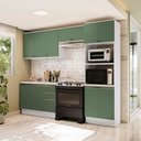 Ver imagem 1 de Armário de Cozinha Completa Torre Quente 100% Mdf 270cm Branco/verde Celeste Kappesberg