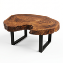 Ver imagem 6 de Mesa de Centro Bolacha Madeira Maciça Rústica Angico Pés Ferro 88x75cm