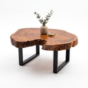 Ver imagem 5 de Mesa de Centro Bolacha Madeira Maciça Rústica Angico Pés Ferro 88x75cm
