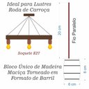 Ver imagem 2 de Soquete Barril para Lustre Roda de Carroça - Madeira - Decoração E27 - Cerejeira + Lâmpada