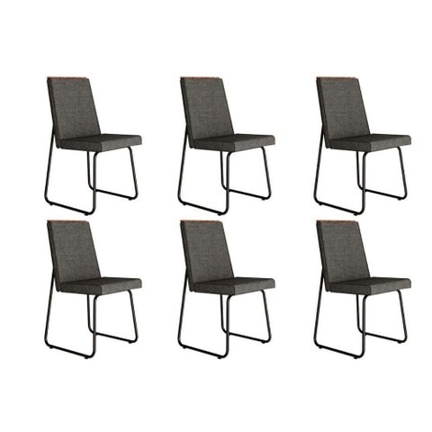 Kit 6 Cadeiras de Cozinha Lira 1752 6 Uni Preto Grafite Preto