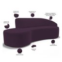 Ver imagem 6 de Sofá 4 Lugares Curvo Sala de Estar Living Firenze Direito D02 Veludo Roxo 280 Cm C-292 - Lyam