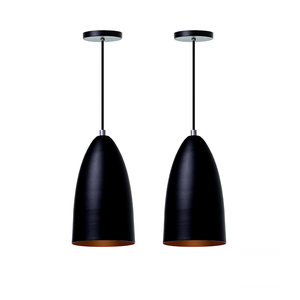 Kit 2 Pendente Bala M Alumínio Decoração Cor: Preto