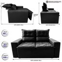 Ver imagem 2 de Sofá Retrátil e Reclinável 1.50m Cama Inbox Smal com Bordado Pantográfico Suede Preto