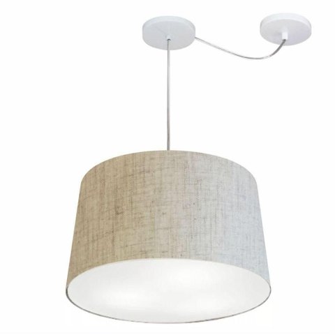 Lustre Pendente Cone com Desvio Md-4281 Cúpula 30/40x45cm Rustico Bege - Bivolt