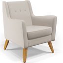 Ver imagem 3 de Kit 02 Poltronas Decorativas com Pés de Madeira Taroba D02 Linho Cru B-443 - Lyam Decor