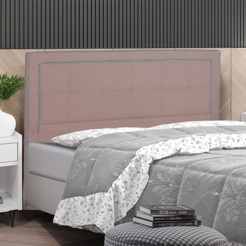 Cabeceira Cama Box Casal Grecia 140 Cm Suede Rose - MV Estofados Shop