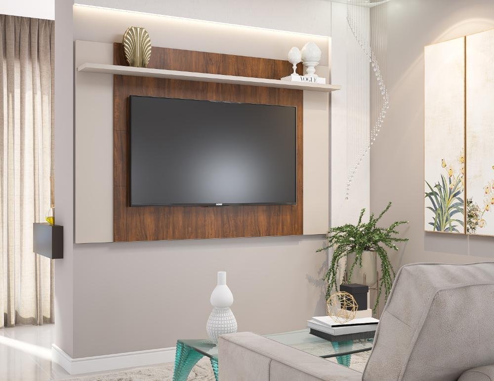 Painel para TV até 55 Polegadas Dallas Off White e Imbuia 180cm ...