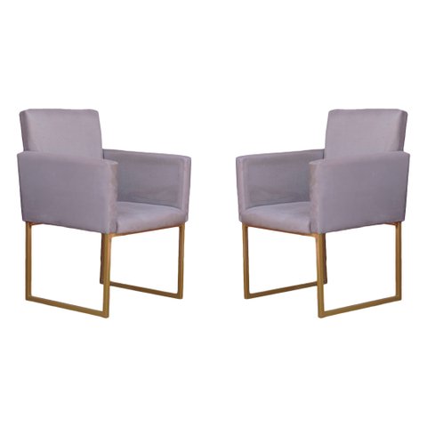 Conjunto 02 Poltronas para Recepção e Sala Klara Suede - Cinza