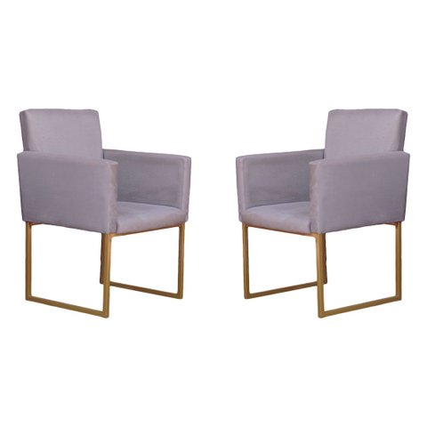 Conjunto 02 Poltronas para Recepção e Sala Klara Suede - Cinza