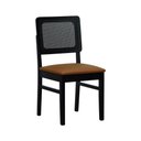 Ver imagem 6 de Kit 2 Cadeiras Madeira Maciça Lyon Encosto Telinha - Preto Assento Estofado Corano Caramelo