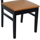 Ver mais imagens de Kit 2 Cadeiras Madeira Maciça Lyon Encosto Telinha - Preto Assento Estofado Corano Caramelo