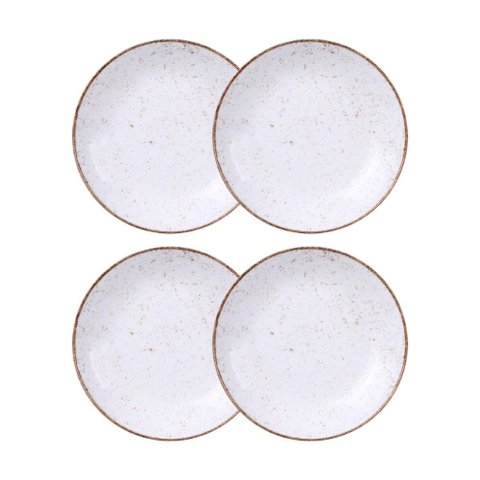 Jogo de Pratos Fundo 4 Peças Rústico 22 Cm Porcelana Decorada Tramontina