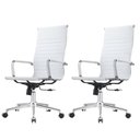 Ver imagem 1 de Kit 2 Cadeiras Giratória Alta Office Manhattan Esteirinha Fratini Revestida em (pu) Branco Base Rod