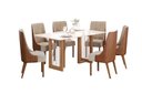Ver imagem 1 de Mesa Jantar Yara 160 6 Cadeiras Ivy Caramelo Creme - Henn