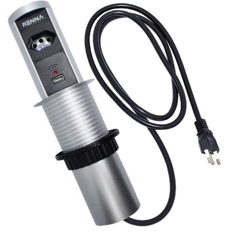 Torre Tomada Automática Indução Wireless 1 T + 2 Usb Prata