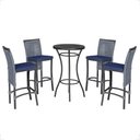 Ver imagem 1 de Mesa Bistro e 4 Banquetas Roma Preta Corda Náutica 10 Trama Original