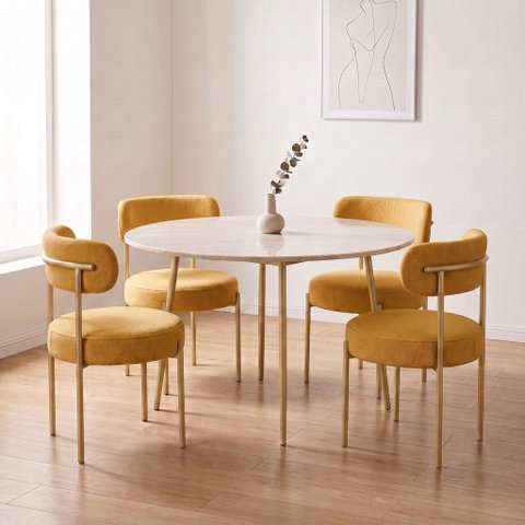 Cadeira Sala de Jantar Margara Kit 4 Base Aço Dourado Bouclê D03 - D'Rossi