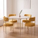 Ver imagem 1 de Cadeira Sala de Jantar Margara Kit 4 Base Aço Dourado Bouclê D03 - D'Rossi