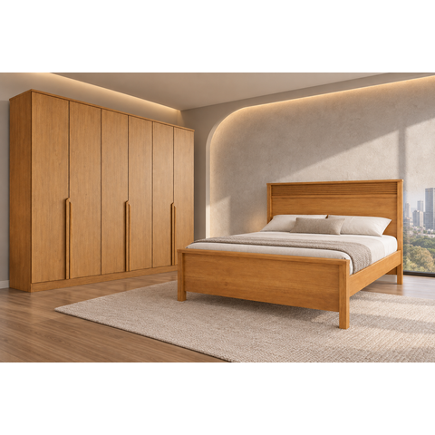 Dormitório Casal Cama + Roupeiro Búzios - Bianco Móveis