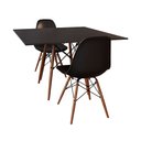 Ver imagem 1 de Conjunto de Mesa de Jantar Eames Eiffel Quadrada 90cm Tampo de Madeira Preto com 2 Cadeiras Pretas